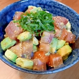 パパが作る無限丼♪ハワイ風ポキ丼